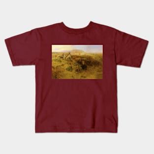 Buffalo Hunt by Charles Marion Russell Kids T-Shirt